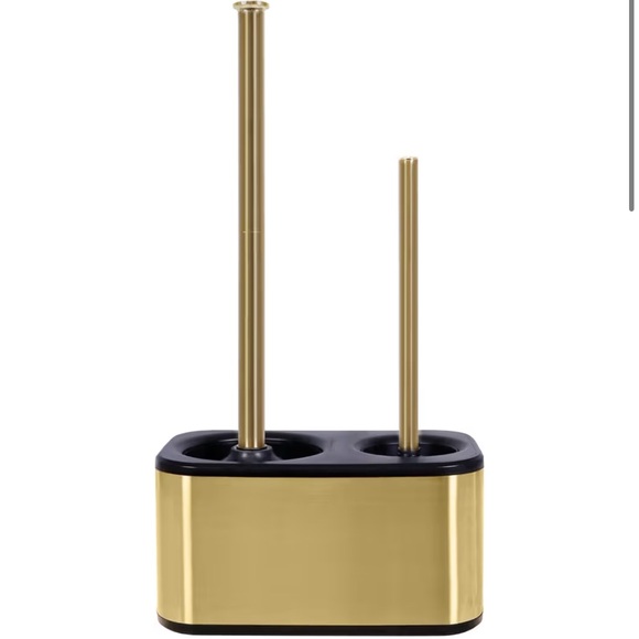 NEW Toilet Brush & Plunger Set Holder Modern Gold Bathroom Accessories - Picture 1 of 13